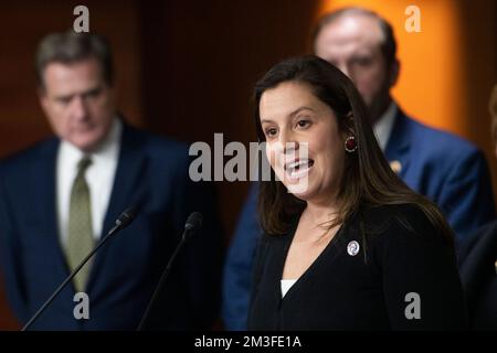 Washington, United States Of America. 14th Dec, 2022. House Republican Conference Chair United States Representative Elise Stefanik (Republican of New York) offers remarks during a press conference on FY23 appropriations at the US Capitol in Washington, DC, Wednesday, December 14, 2022. Credit: Rod Lamkey/CNP/Sipa USA Credit: Sipa USA/Alamy Live News Stock Photo