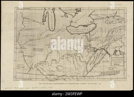 Map of the western parts of the colony of Virginia, as far as the Mississipi , Washington's Expedition to the Ohio, 1st, 1753-1754, Maps, Early works to 1800, Facsimiles, Indians of North America, Maps, Facsimiles, Manuscript maps, Facsimiles, Early maps, Facsimiles, United States, Maps, Early works to 1800, Facsimiles, Virginia, Maps, Early works to 1800, Facsimiles Norman B. Leventhal Map Center Collection Stock Photo
