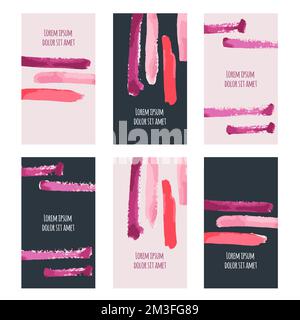 STORIES STROKES Celestial Abstract Template Banners Concept For Social Media Red And Black Watercolor With Text Internet Website Design Vector Collect Stock Vector