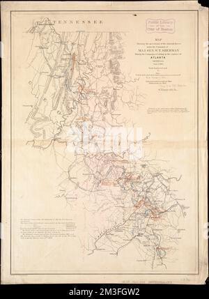 Map showing the operations of the national forces under the command of Maj. Gen. W.T. Sherman during the campaign resulting in the capture of Atlanta, Georgia, Sept. 1, 1864 , Atlanta Campaign, 1864, Maps, Georgia, History, Civil War, 1861-1865, Campaigns, Maps Norman B. Leventhal Map Center Collection Stock Photo