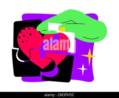 Pick up a broken heart - colorful flat design style illustration Stock Vector