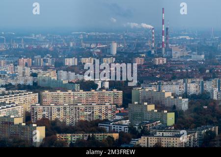 Communist era apartment buildings and Gdansk Power Station (Elektrocieplownia Wybrzeze) in Gdansk, Poland © Wojciech Strozyk / Alamy Stock Photo Stock Photo