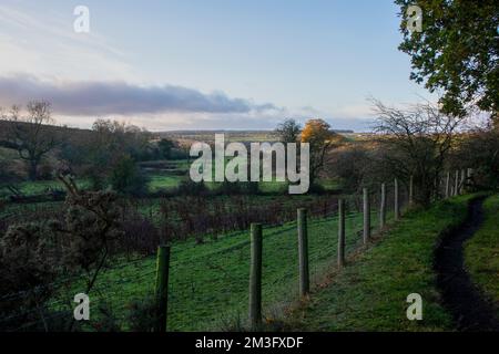 Sunrise over Witton Valley in late autumn Stock Photo