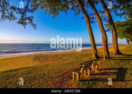 Long sandy beach in Manakara on the east coast of Madagascar Stock Photo