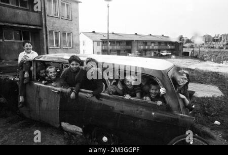 For the homeless, here in the Ruhr area in the years from 1965 to 1971, the homeless shelter is a home for the many children and single parents, but Stock Photo