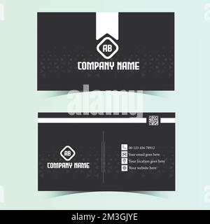 Simple black business card design, Modern business card design template vector. Stock Vector