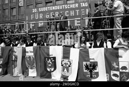 Every year the Sudeten German Landsmannschaft, here on 27. 5. 1969 in Nuremberg, traditionally celebrates the Sudeten German Day, Germany Stock Photo