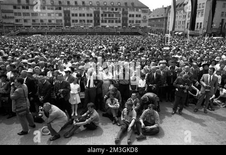 Every year the Sudeten German Landsmannschaft, here on 27. 5. 1969 in Nuremberg, traditionally celebrates the Sudeten German Day, Germany Stock Photo