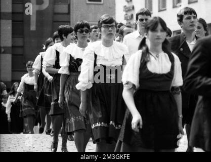 Every year the Sudeten German Landsmannschaft, here on 27. 5. 1969 in Nuremberg, traditionally celebrates the Sudeten German Day, Germany Stock Photo