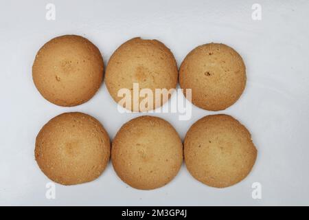 Biscuits sweet cookies, close-up  biscuits collection isolated on white background. Stock Photo