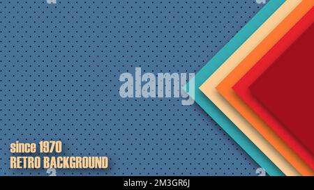 Realistic retro design in futuristic style. Abstract geometric 1970's colorful background with retro colors. Vector illustration. Stock Vector