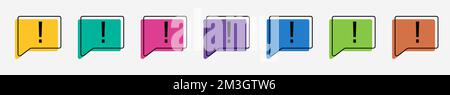 Collection set of colorful speech bubbles with exclamation point mark on a white background. The concept of communication of people in the field of bu Stock Vector