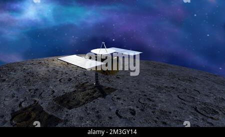 Probe on an asteroid in space Stock Photo