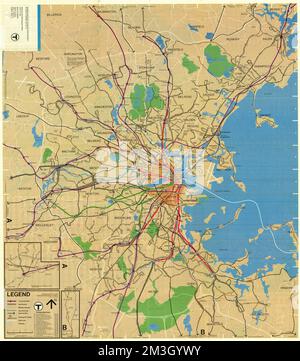 Metropolitan Boston transportation map : subway, bus, rail , Local ...