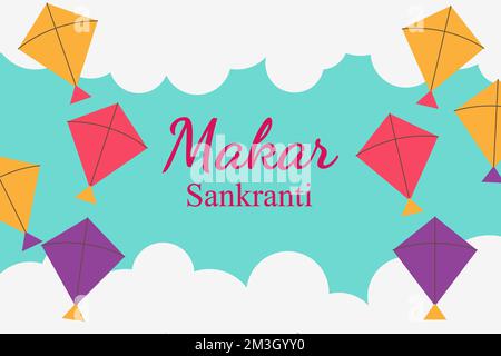 Makar Sankranti background. With flat design. Vector illustration design. Stock Photo