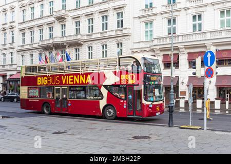 Double-decker sightseeing hop-on hop-off bus in Vienna, Austria Stock Photo