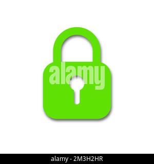 Green padlock icon isolated on white background. Symbol sign lock. Vector illustration. Stock Vector
