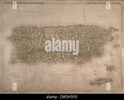 Puerto Rico Colonial Map Map of the Island of Puerto Rico (Spanish colonial period). Engraving ...