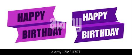 Happy birthday ribbon with lettering isolated. Stock Vector