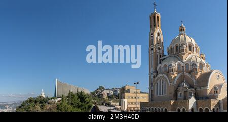 Melkite Greek Catholic basilica of St. Paul at Harissa, Lebanon Stock Photo