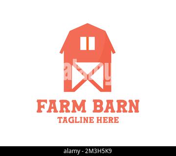 Red barn, Traditional American Farm logo design. Old farm barn, house farmland countryside. Organic products, farm fresh products concept vector. Stock Vector