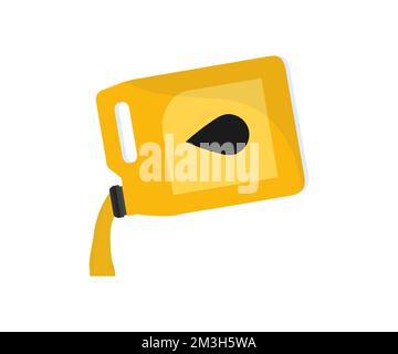 Pouring oil lubricant motor car from bottle logo design. Refueling and pouring oil quality into the engine motor car. Motor oil pouring. Energy fuel. Stock Vector