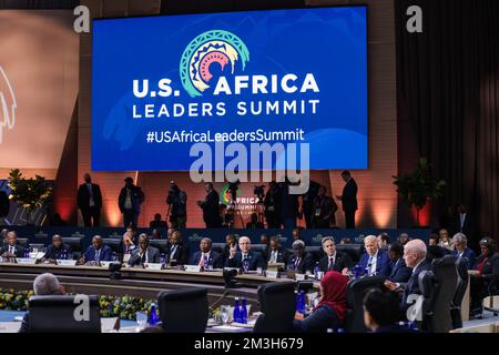 Washington DC, USA. 15th Dec, 2022. President Biden (3rd from Right) participates in the U.S.-Africa Summit Leaders Session on partnering on the African Union's Agenda 2063 at the Walter E. Washington Convention Center in Washington, DC on Dec. 15, 2022. (Photo by Oliver Contreras/Sipa USA) Credit: Sipa USA/Alamy Live News Stock Photo