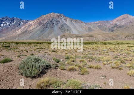 Landscape at Paso Vergara - crossing the border from Chile to Argentina while traveling South America Stock Photo