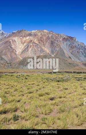 Landscape at Paso Vergara - crossing the border from Chile to Argentina while traveling South America Stock Photo