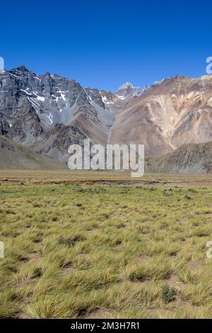 Landscape at Paso Vergara - crossing the border from Chile to Argentina while traveling South America Stock Photo