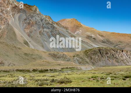 Landscape at Paso Vergara - crossing the border from Chile to Argentina while traveling South America Stock Photo