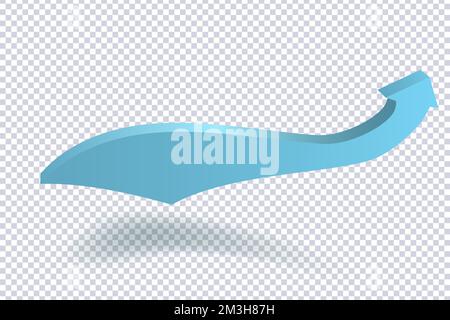 Growing Blue Arrow. Growth chart sign. Flexible arrow indication statistic. Colorful curve arrow of trend on transparent. Trading stock news impulses. Stock Vector