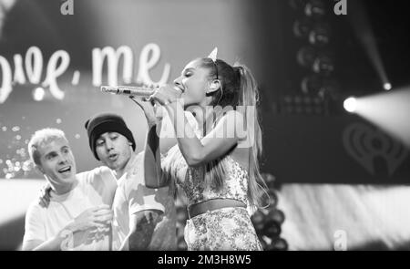 iHeart Radio Jingle Ball - Ariana Grande in concert Stock Photo