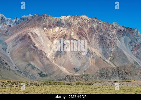 Landscape at Paso Vergara - crossing the border from Chile to Argentina while traveling South America Stock Photo