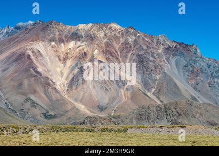 Landscape at Paso Vergara - crossing the border from Chile to Argentina while traveling South America Stock Photo