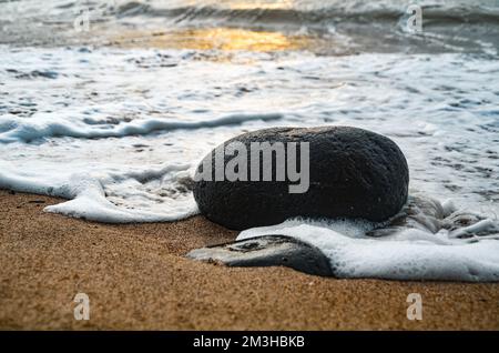 A Rock in Carita Beach Banten Indonesia With Little Seaside