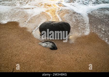 A Rock in Carita Beach Banten Indonesia With Little Seaside