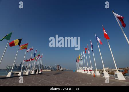 Doha, Qatar. 15th Dec, 2022. Flags from the participating countries of the FIFA World Cup can be seen in Doha, Qatar on December 15, 2022. Photo: Igor Kralj/PIXSELL Credit: Pixsell/Alamy Live News Stock Photo