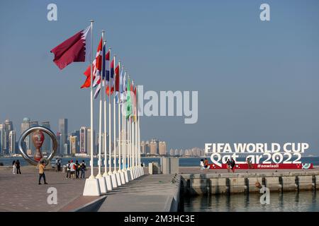 Doha, Qatar. 15th Dec, 2022. Flags from the participating countries of the FIFA World Cup can be seen in Doha, Qatar on December 15, 2022. Photo: Igor Kralj/PIXSELL Credit: Pixsell/Alamy Live News Stock Photo