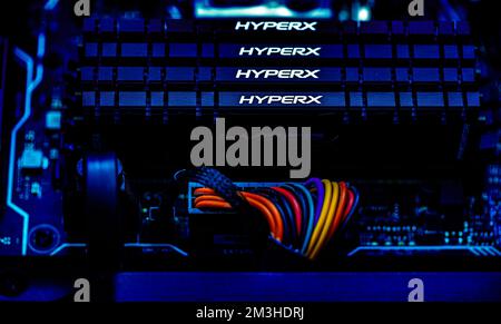 Lviv, Ukraine - August 26, 2019: DDR4 RAM 16Gb {2x8Gb} 3200Mhz Kingston Predator Black Stock Photo