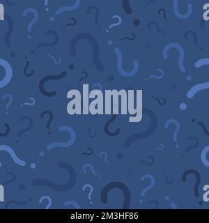 Question marks seamless pattern. Vector question background for online survey or quiz. Blue color. Stock Vector