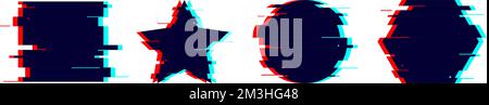 Glitch distorted heart shape. TV or vhs noise design element. Destroyed love symbol with flaws and damages.  Stock Vector