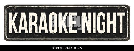 Karaoke night vintage rusty metal sign on a white background, vector illustration Stock Vector