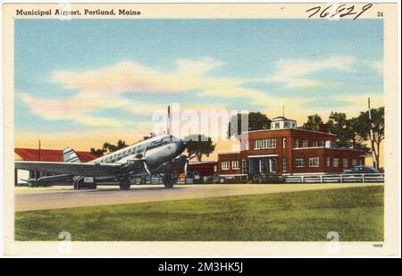 Municipal Airport, Portland, Maine , Airports, Tichnor Brothers Collection, postcards of the United States Stock Photo