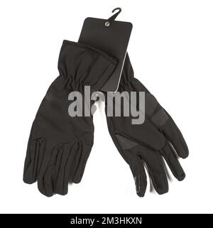 Close-up of ski black gloves isolated on white background Stock Photo