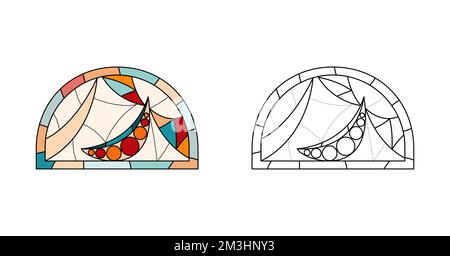 Stained Church glass spreadsheet for drawing. Stock Vector