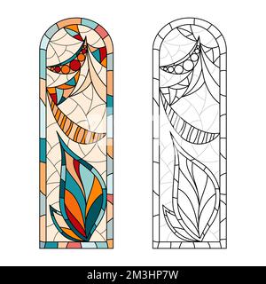 Stained Church glass worksheet for drawing. Stock Vector