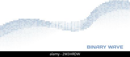 Simple blue digital binary wave by ones and zeros. Vector graphics Stock Vector