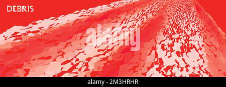 Path through shattered debris. Wide alizarin crimson vector graphic background Stock Vector