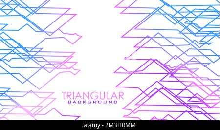 Abstract triangular background with outline blue, purple and pink structure of triangles. Vector graphic pattern Stock Vector